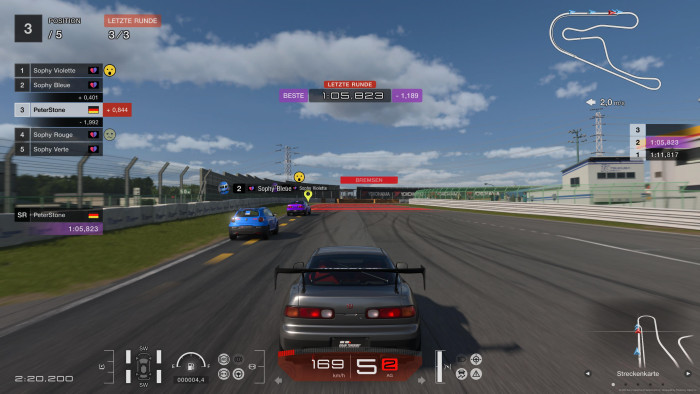 Die KI versucht, die Ideallinie zu nehmen. (Bild: Sony / Screenshot: Golem.de)